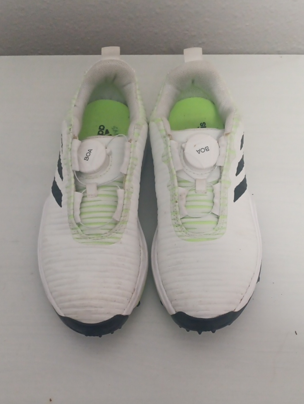 adidas Kids White & Green BOA Lace Golf Sneakers